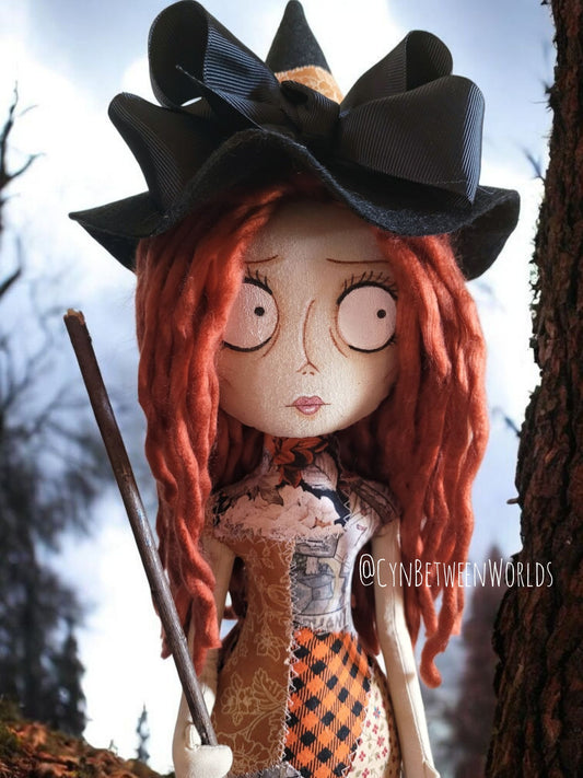 14" Patchwork Witch Doll (19" With Her Hat)