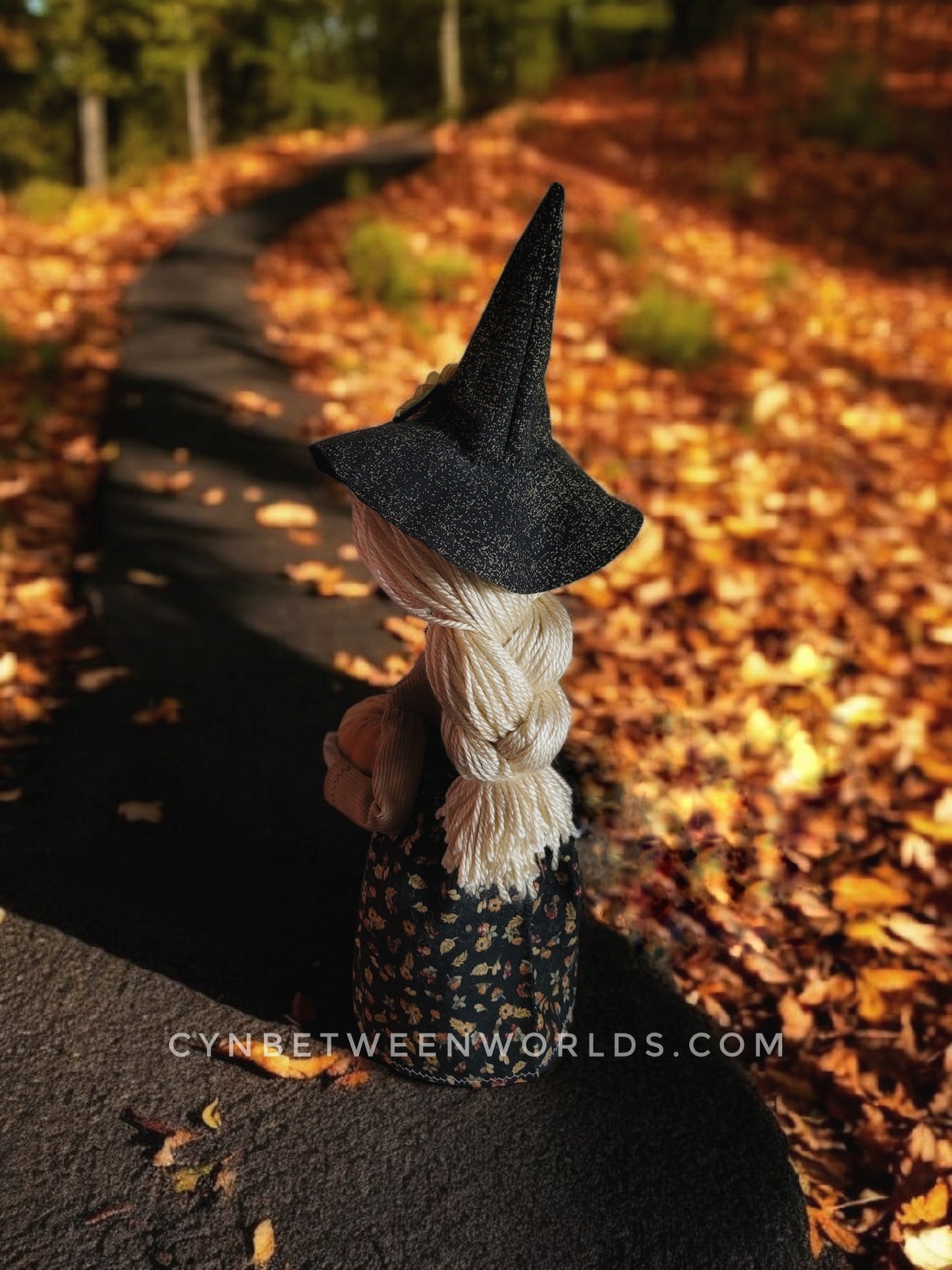 18" Handmade Blonde-Haired Witch Doll - Halloween Decor