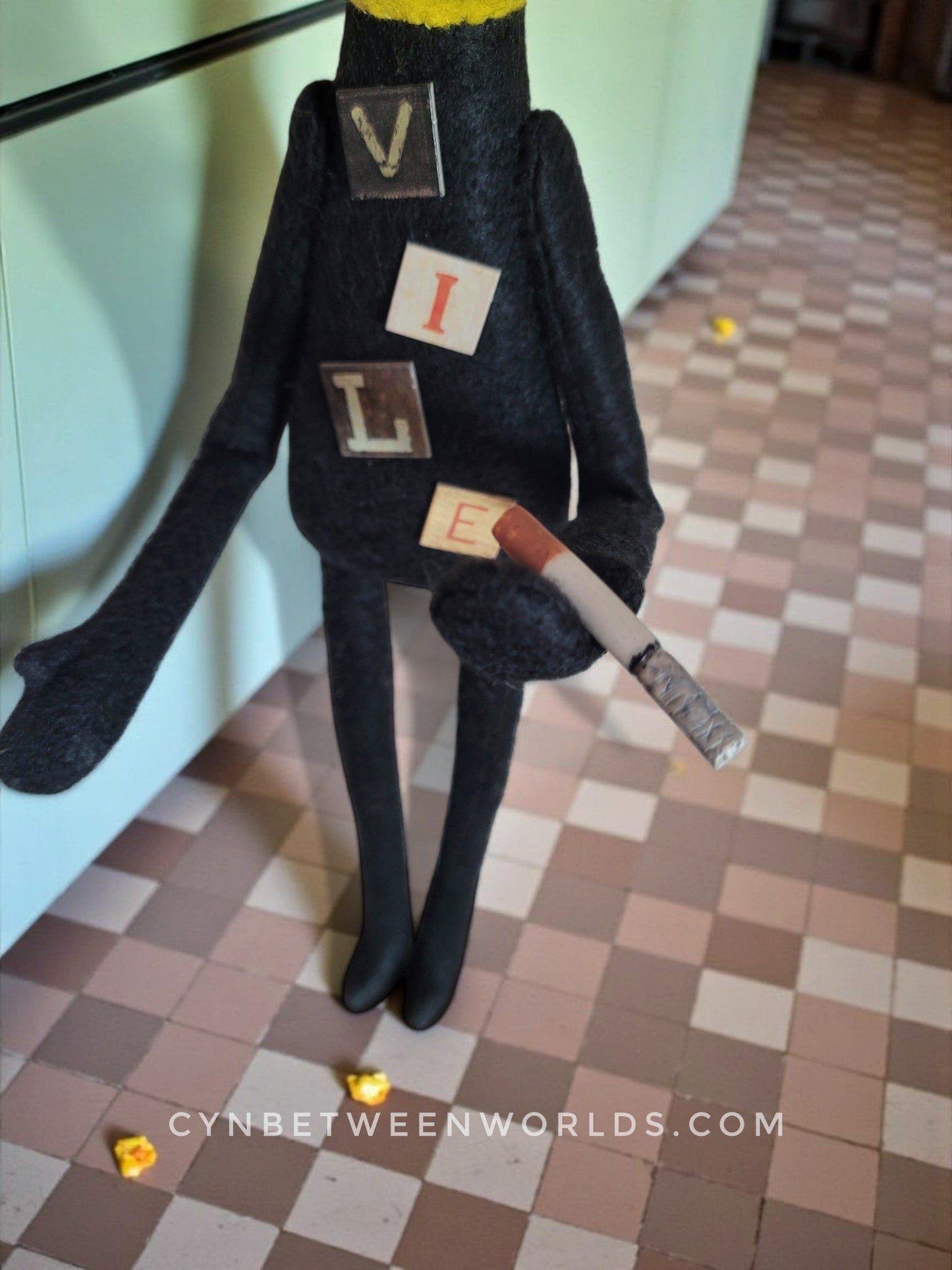 18.5" Candy Corn Man – Creepy Handmade Felt Art Doll