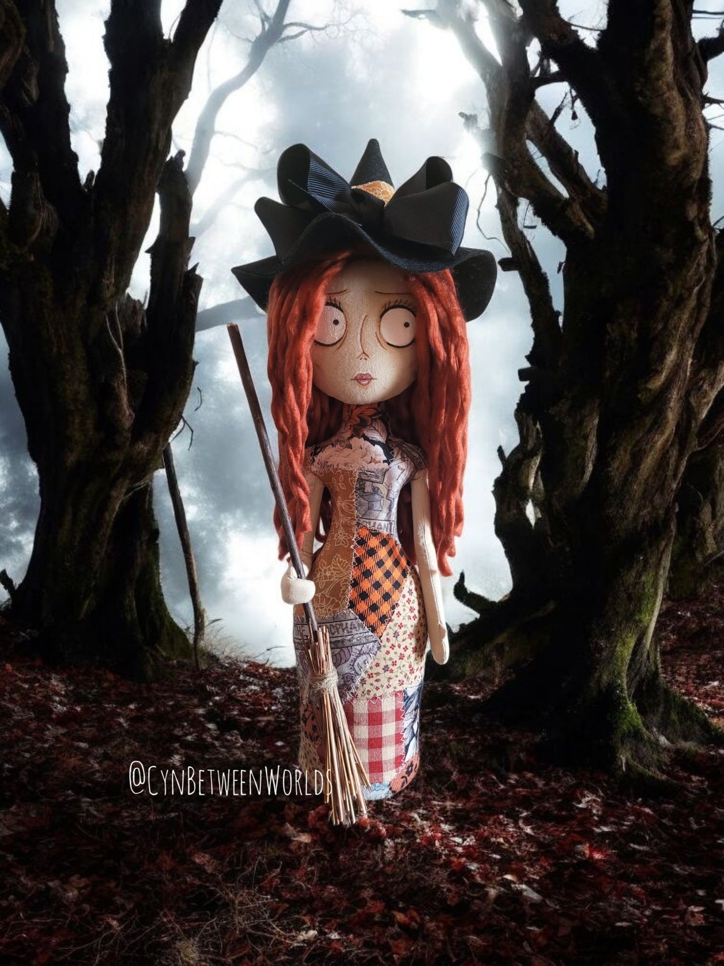 14" Patchwork Witch Doll (19" With Her Hat)