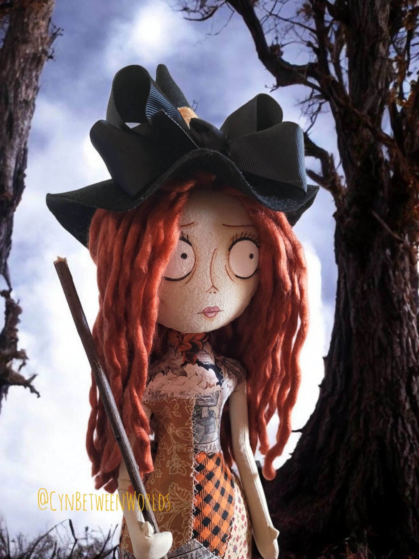 14" Patchwork Witch Doll (19" With Her Hat)