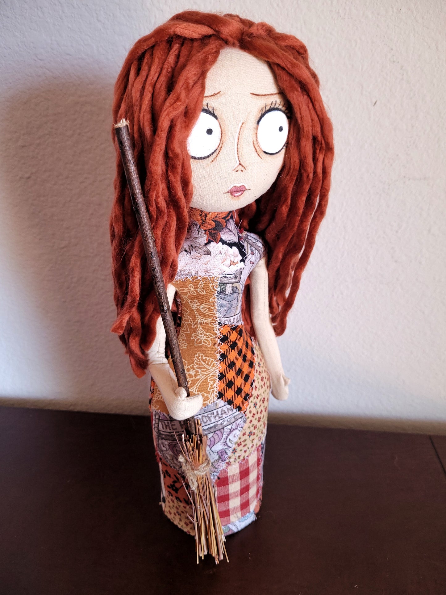 14" Patchwork Witch Doll (19" With Her Hat)
