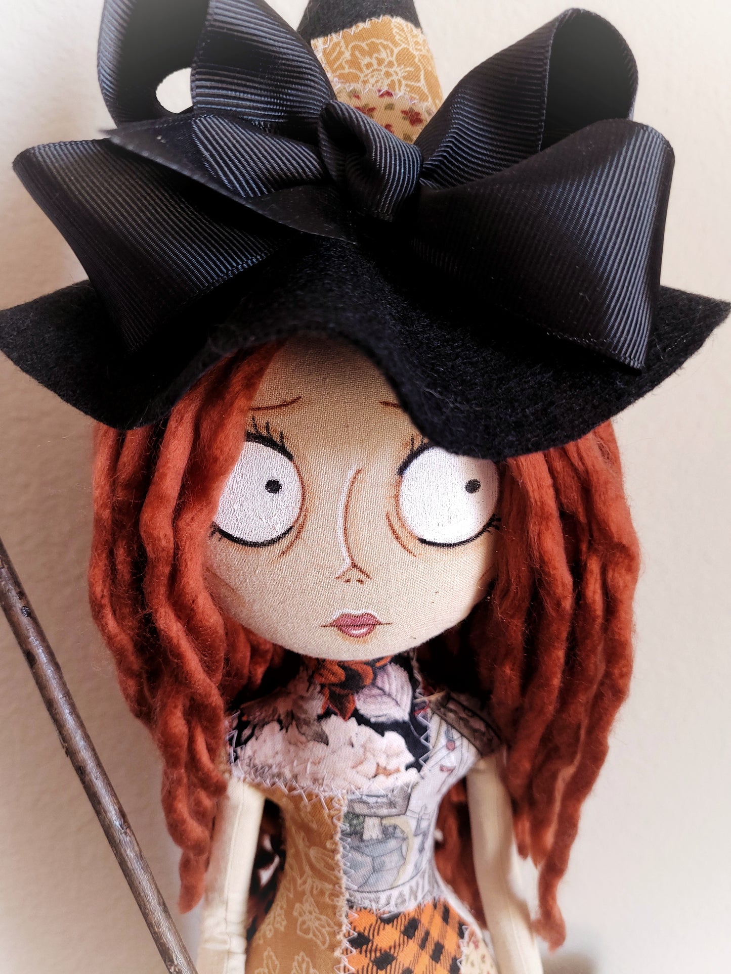 14" Patchwork Witch Doll (19" With Her Hat)