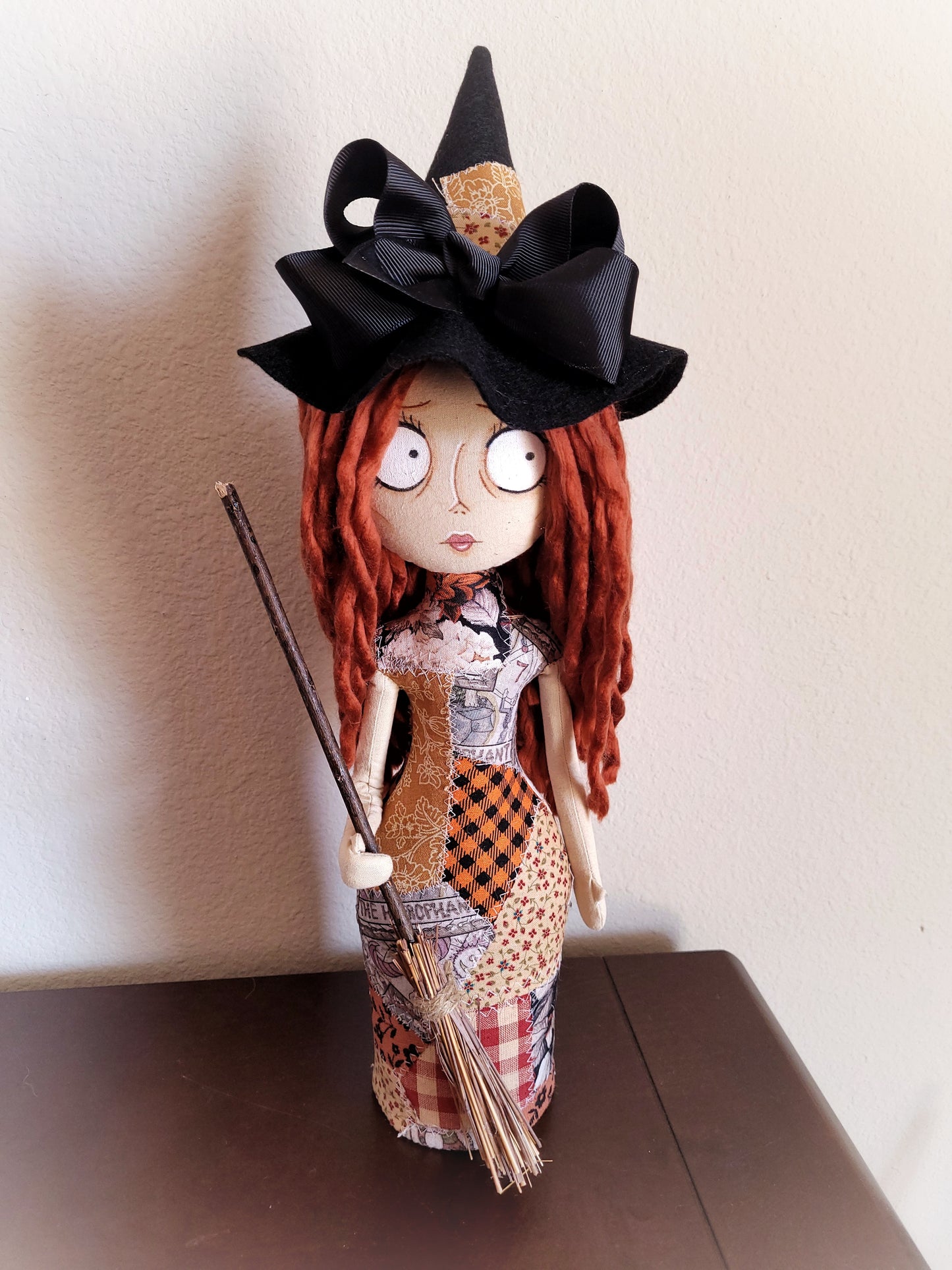 14" Patchwork Witch Doll (19" With Her Hat)