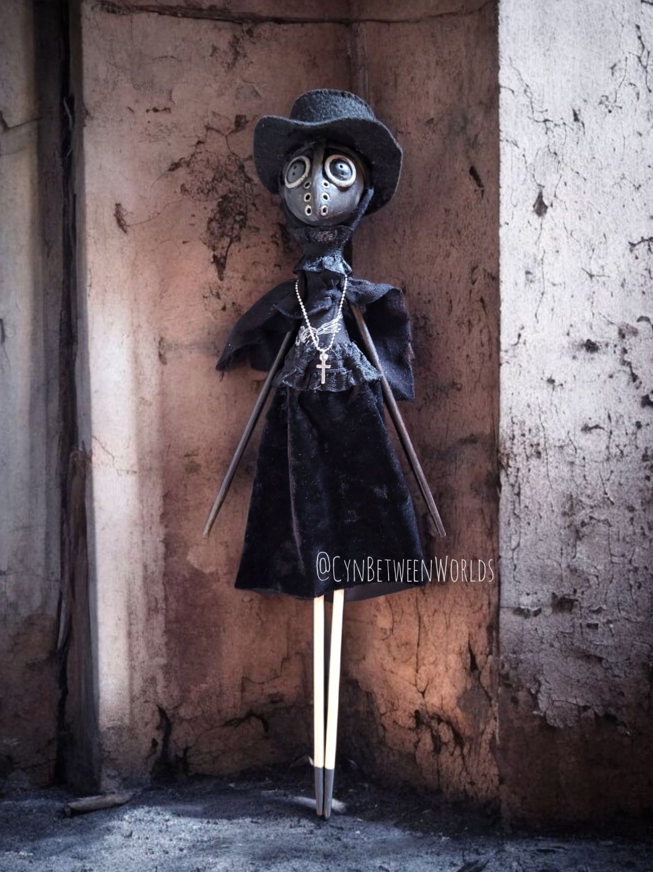15.5" Handmade Plague Doctor Art Doll