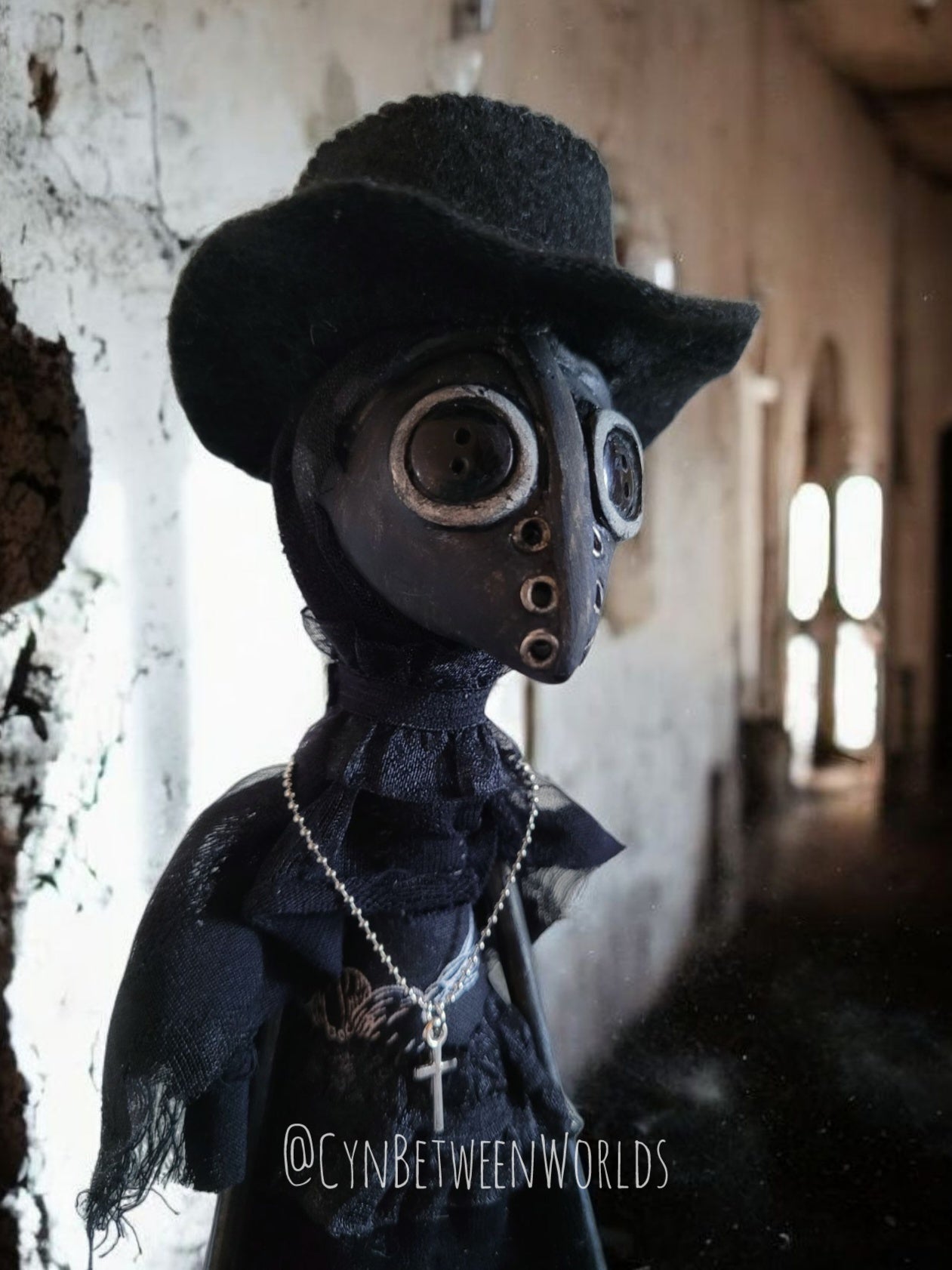 15.5" Handmade Plague Doctor Art Doll