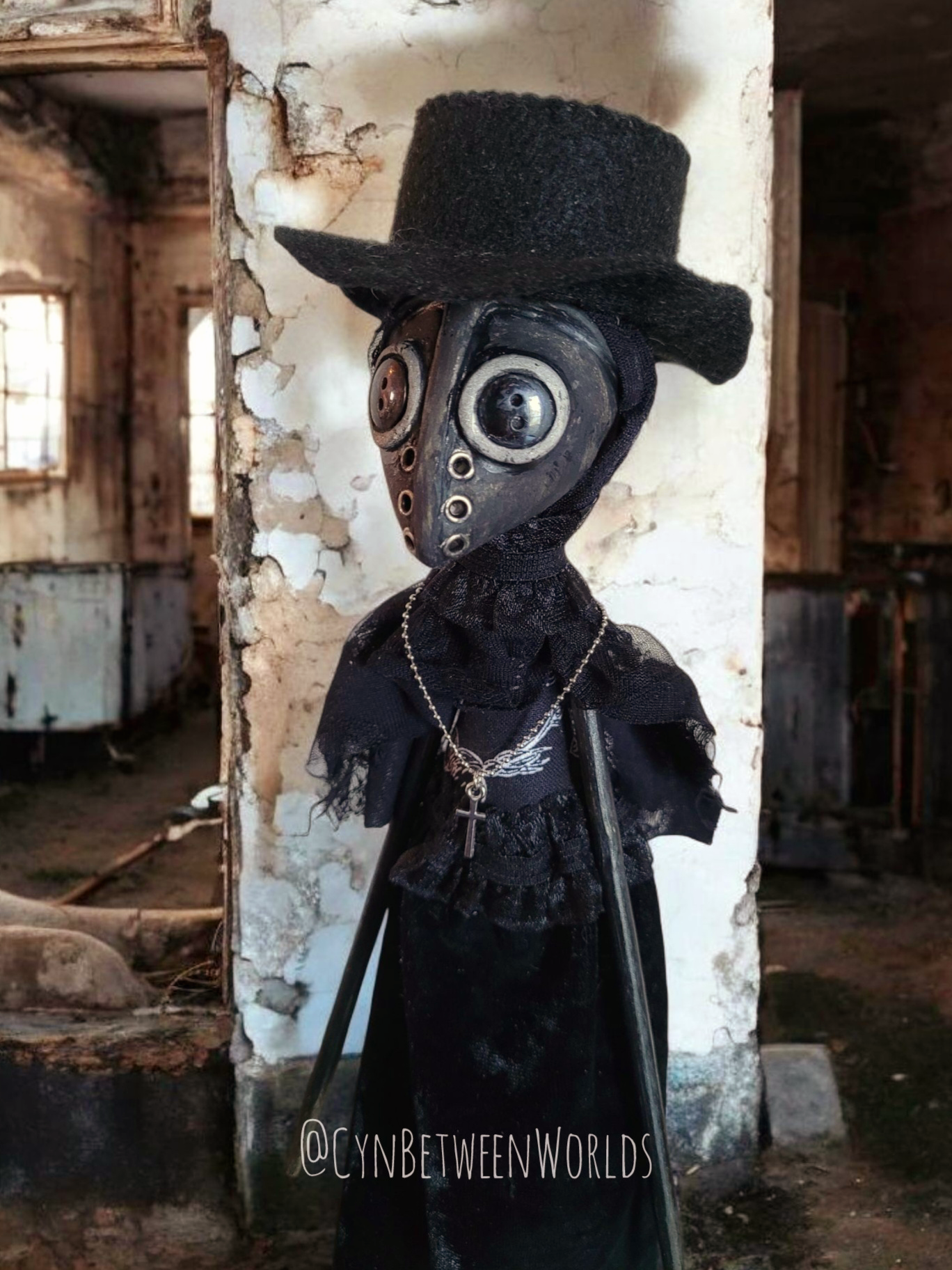 15.5" Handmade Plague Doctor Art Doll