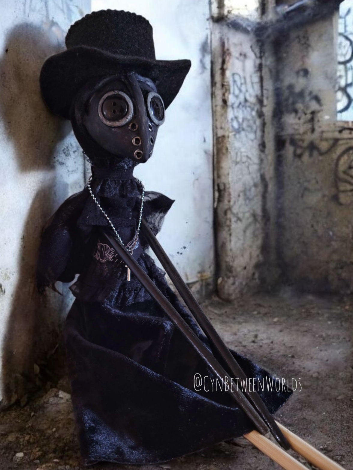 15.5" Handmade Plague Doctor Art Doll