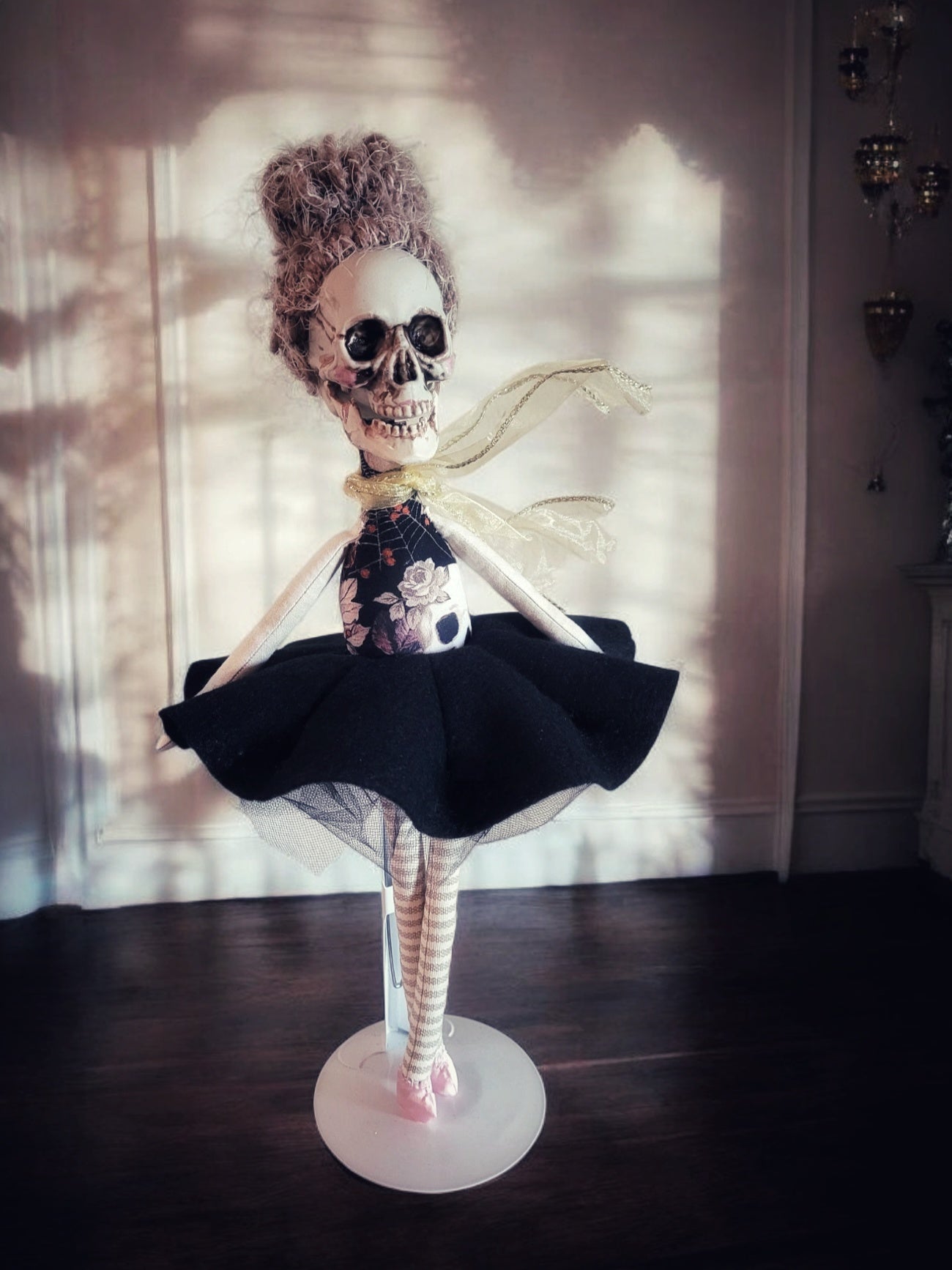 16" Handmade Dancing Skeleton (With Stand)