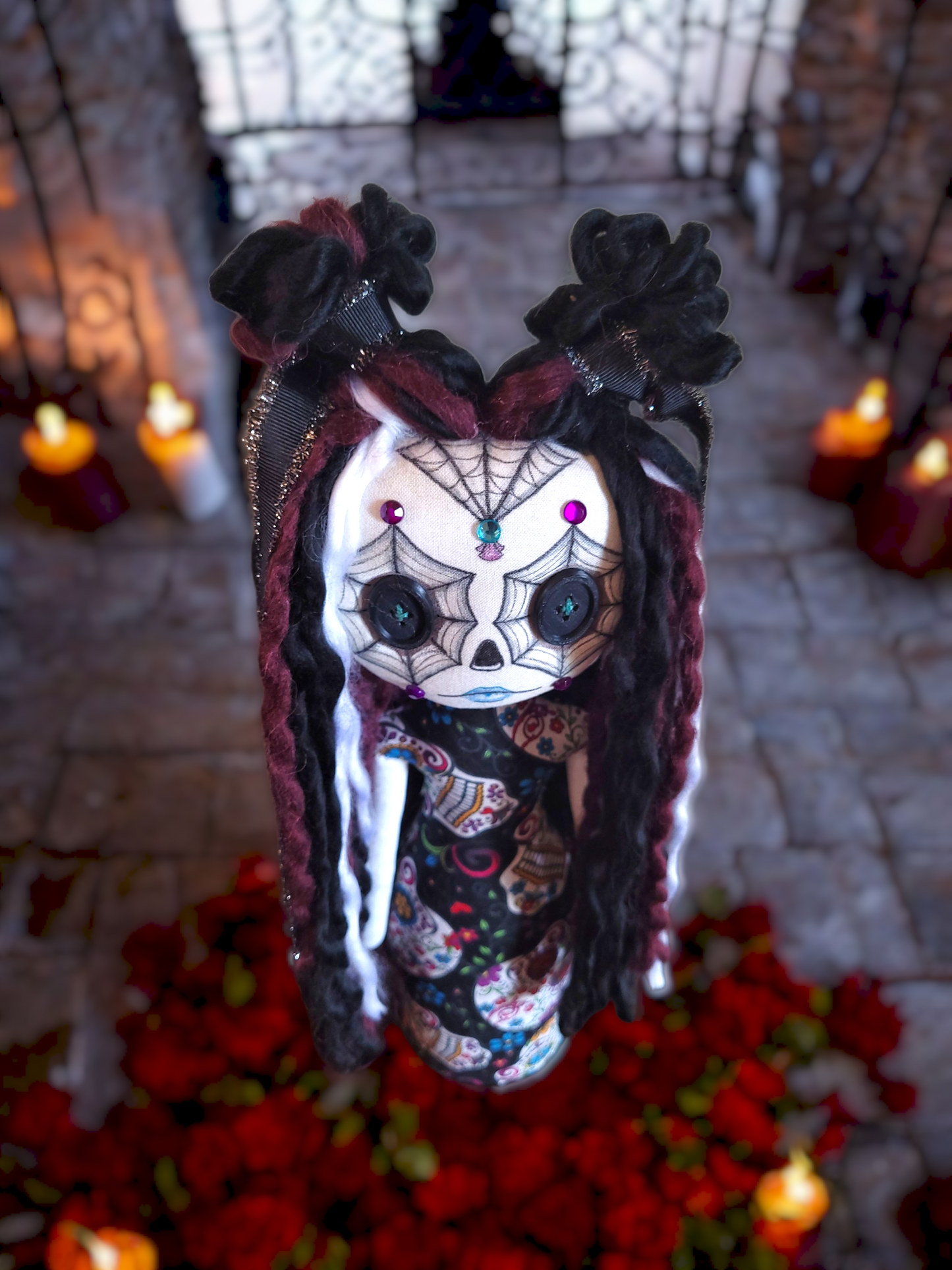 15" Handmade Sugar Skull Doll - Día de los Muertos