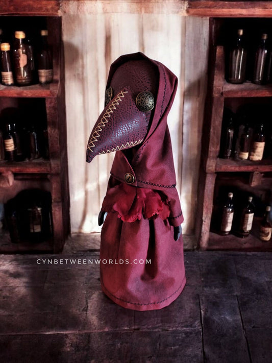 14" Handmade Plague Doctor Doll
