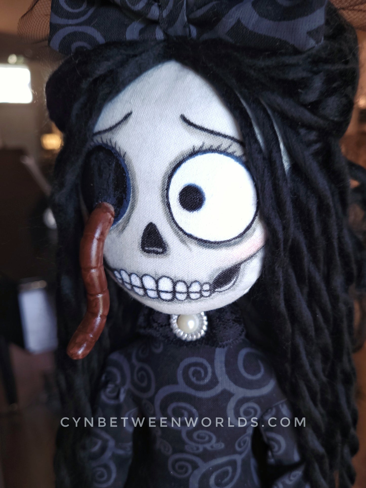 15.5" Handmade Skull Doll (With Worm)