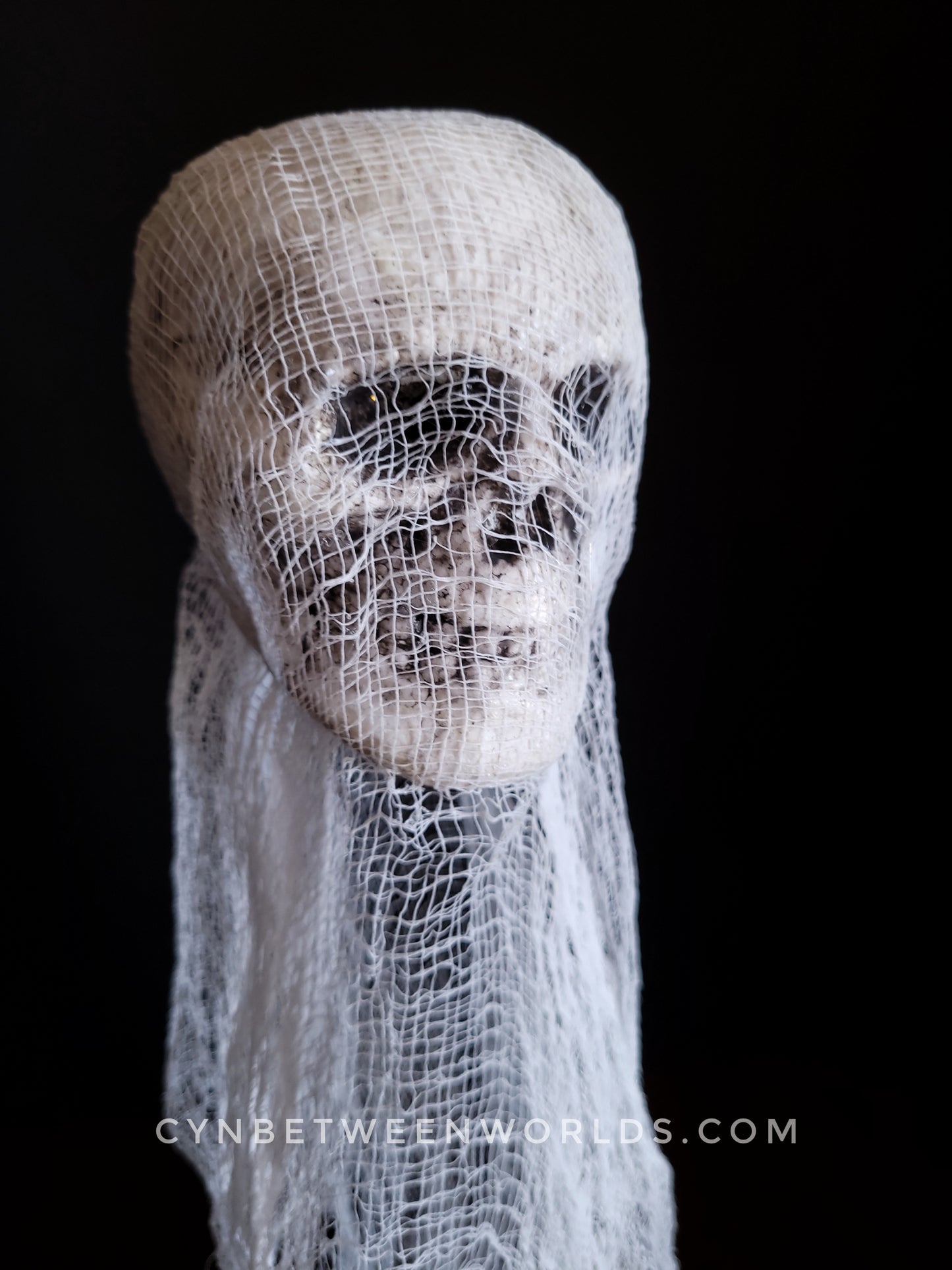 12.5" Handmade Floating Skull Ghost – Gothic Decor with Flickering Tea Light