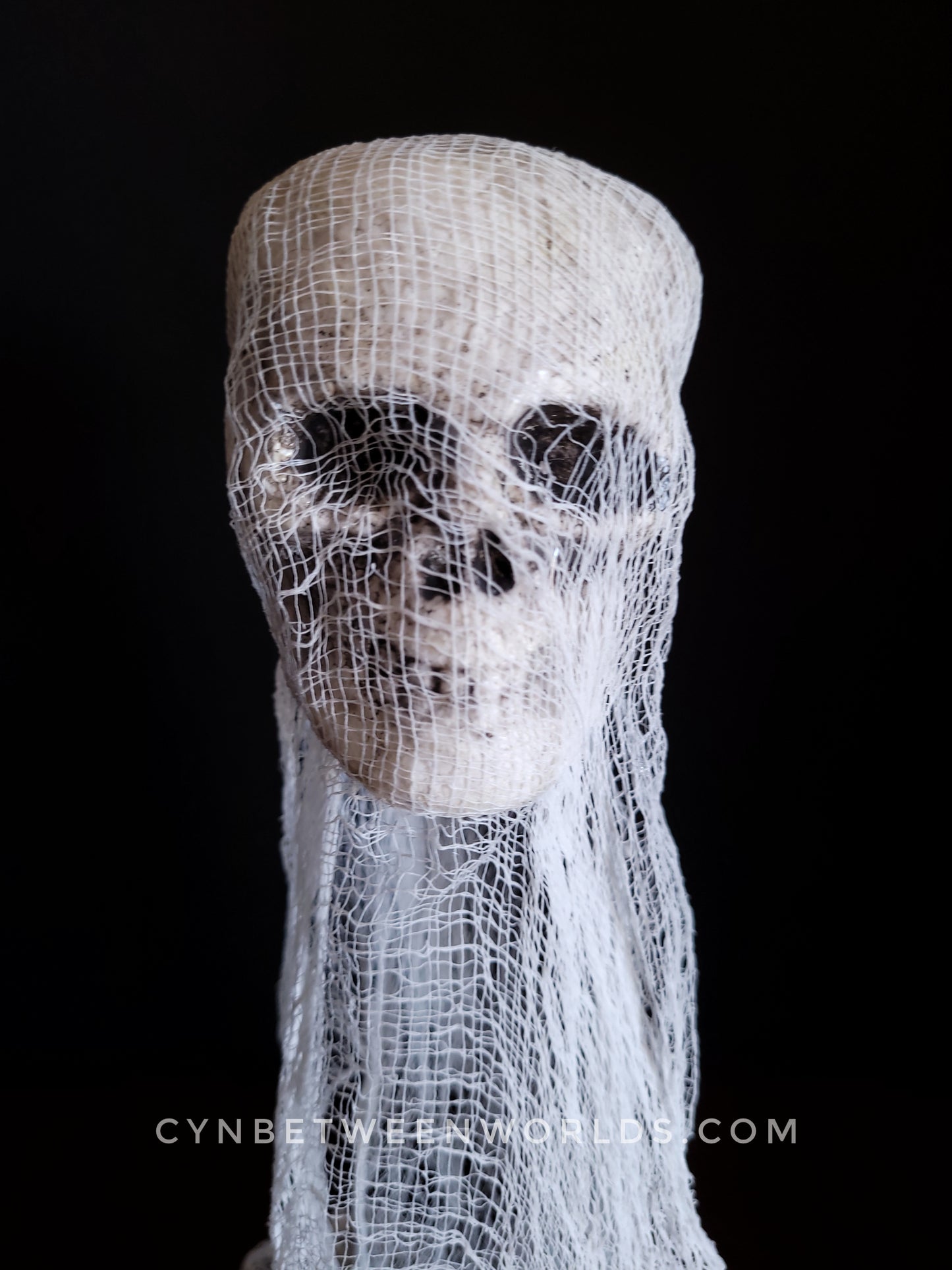 12.5" Handmade Floating Skull Ghost – Gothic Decor with Flickering Tea Light