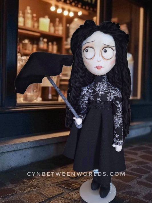 18.5" Handmade Gothic Doll with Removable Felt Umbrella