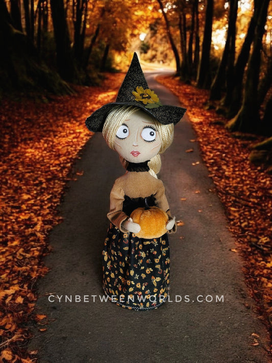 18" Handmade Blonde-Haired Witch Doll - Halloween Decor