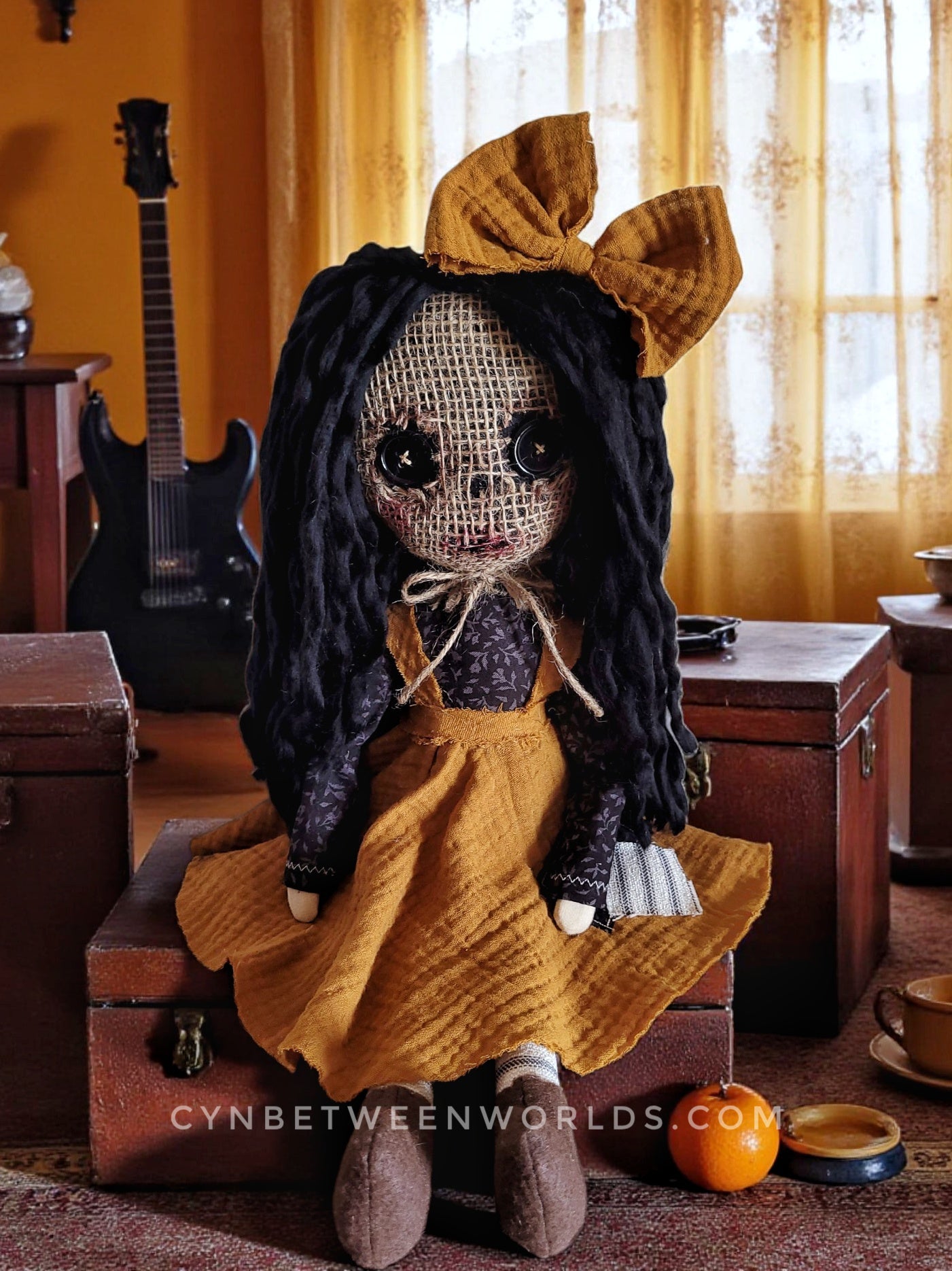 19" Burlap Rag Doll — Handmade Gothic Doll