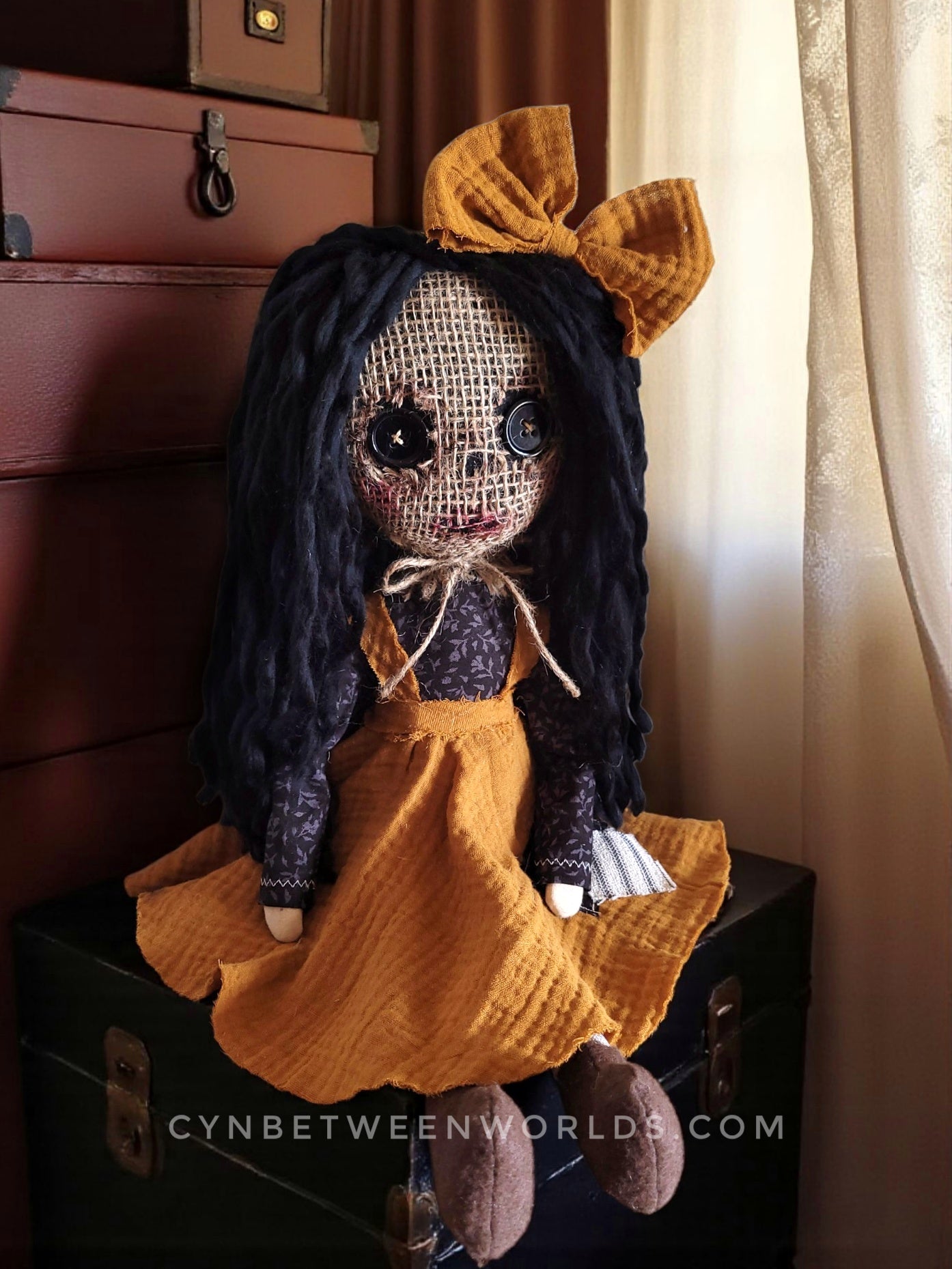 19" Burlap Rag Doll — Handmade Gothic Doll