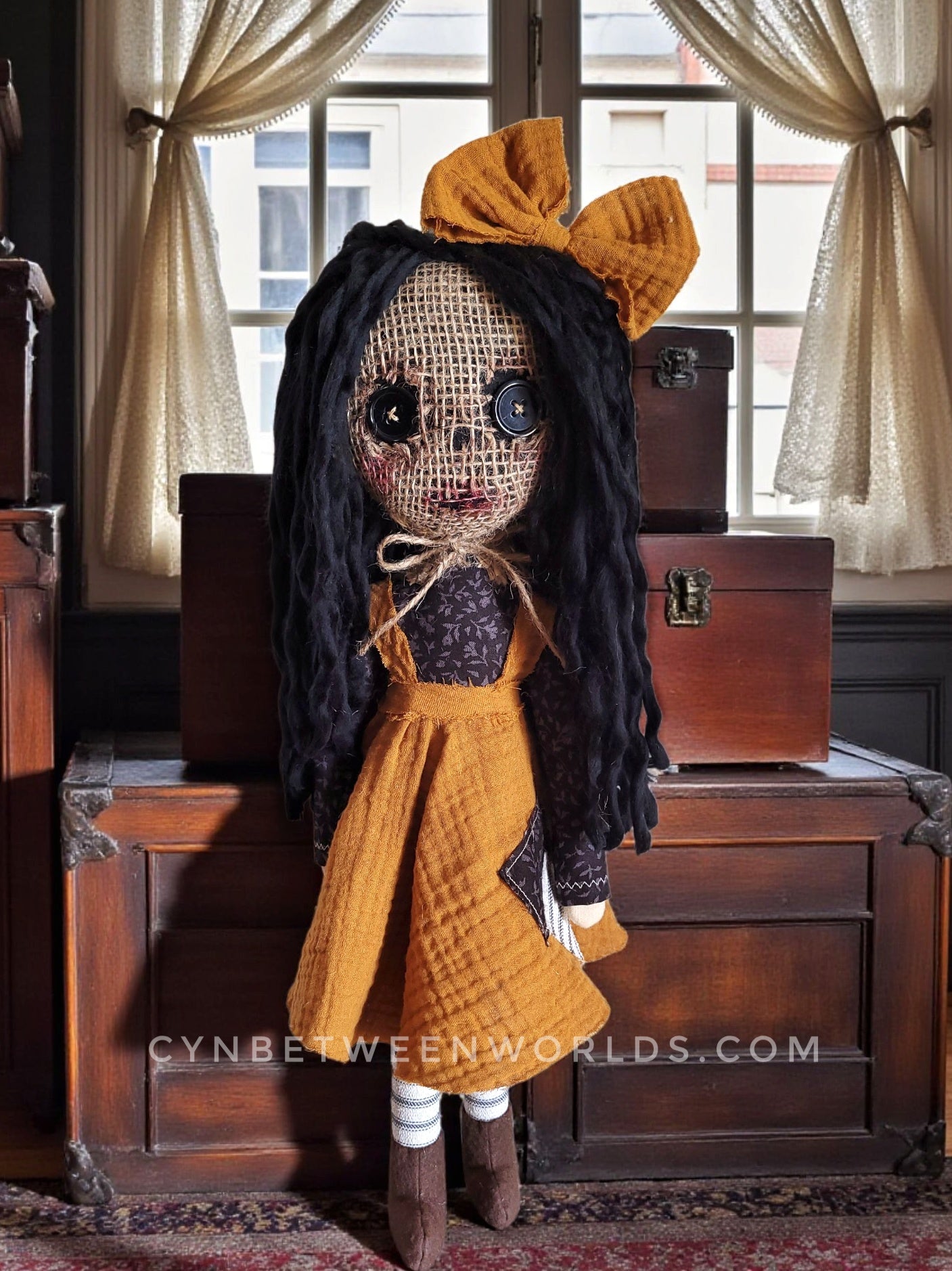 19" Burlap Rag Doll — Handmade Gothic Doll