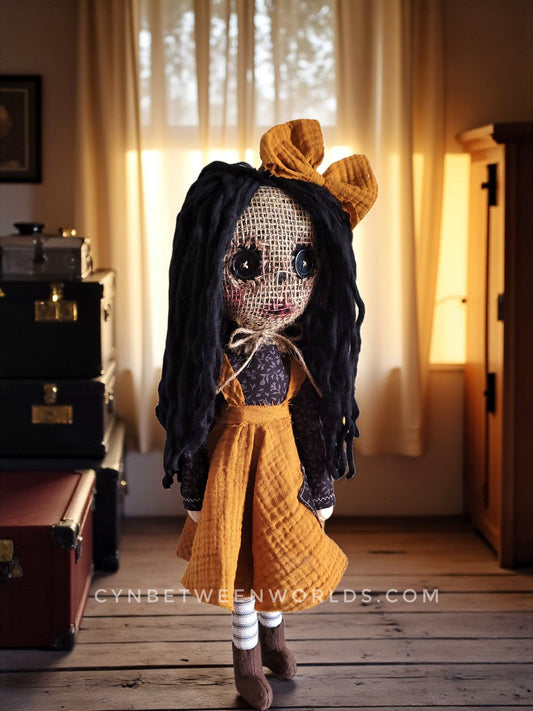 19" Burlap Rag Doll — Handmade Gothic Doll