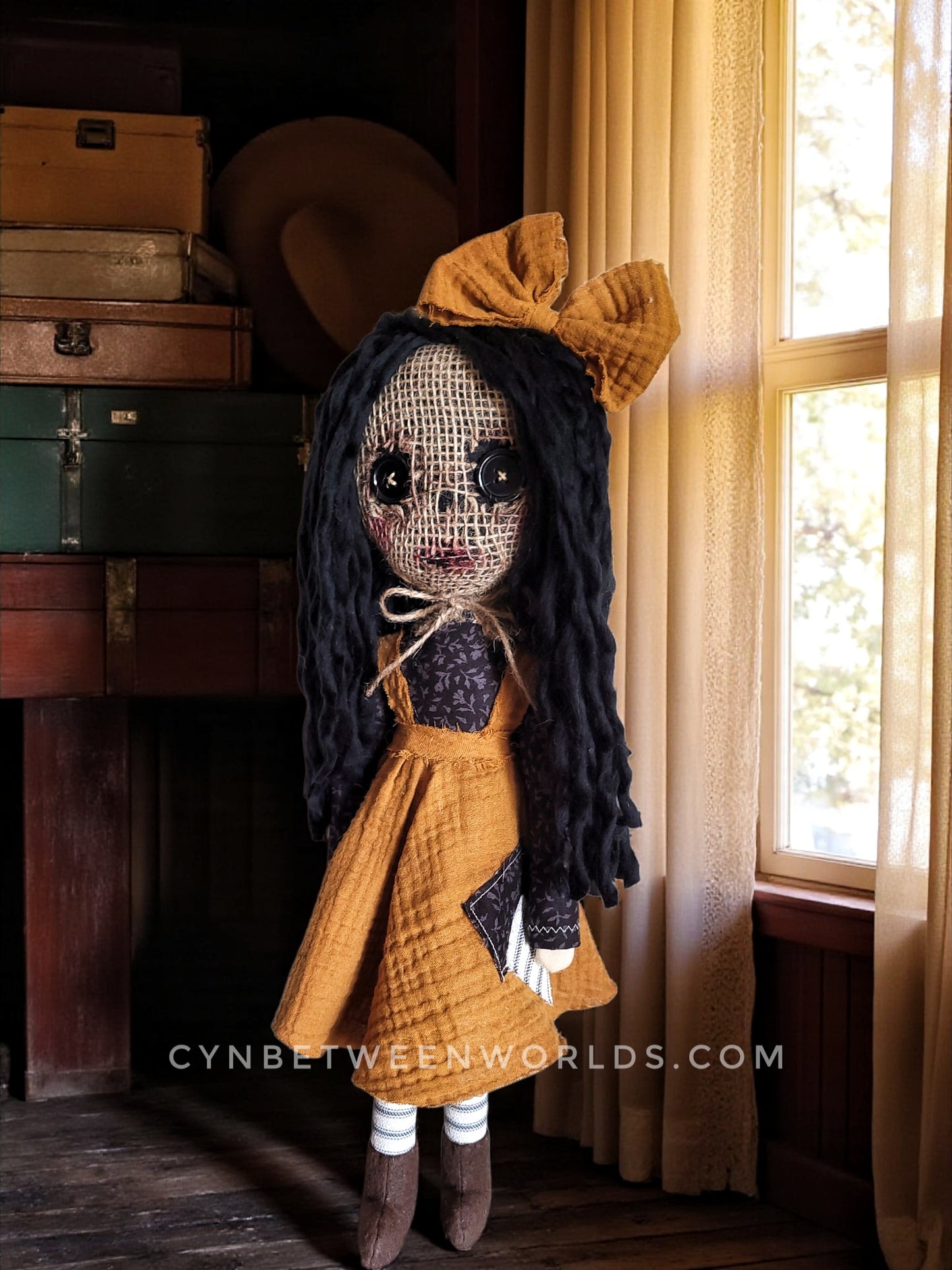 19" Burlap Rag Doll — Handmade Gothic Doll