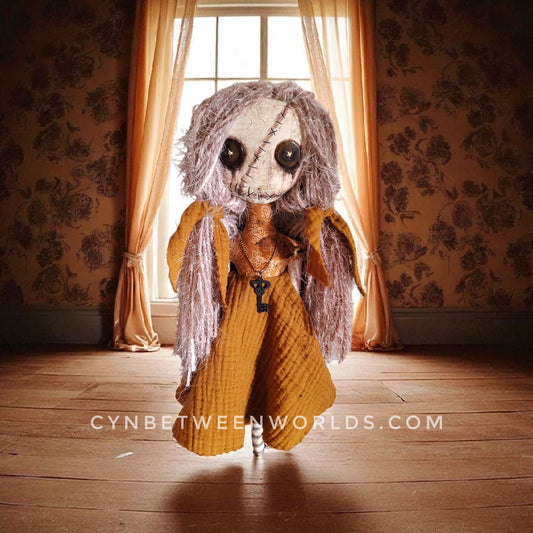 15" Grungy Girl in Harvest Gold — Handmade Rag Doll