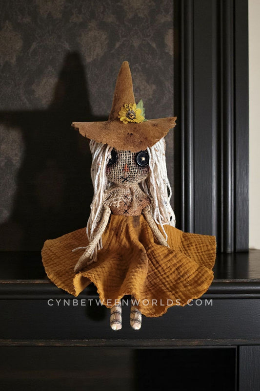 15" Handmade Burlap Scarecrow Doll (18" with Hat)