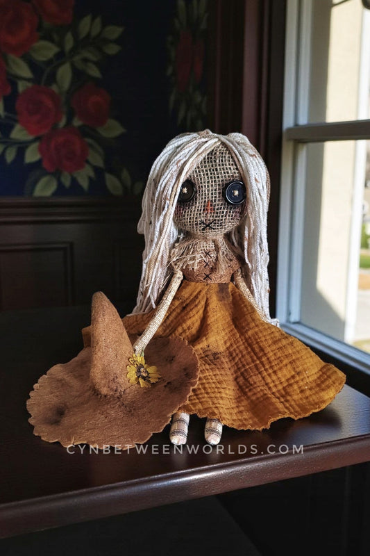 15" Handmade Burlap Scarecrow Doll (18" with Hat)