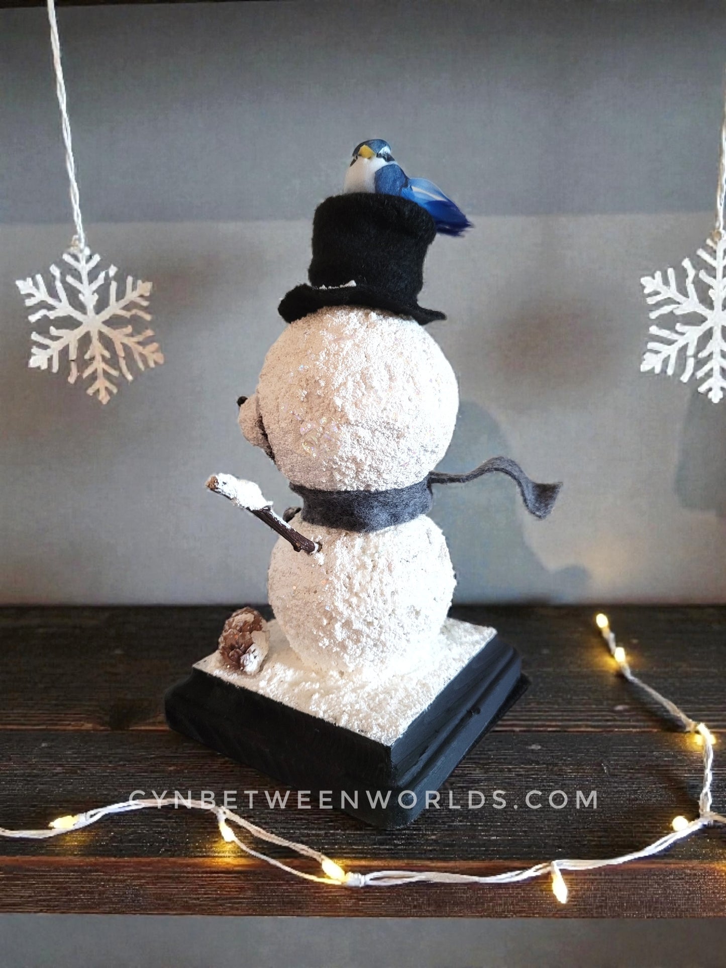 Snowman Nimbus — Handmade Art Figure 7.5"