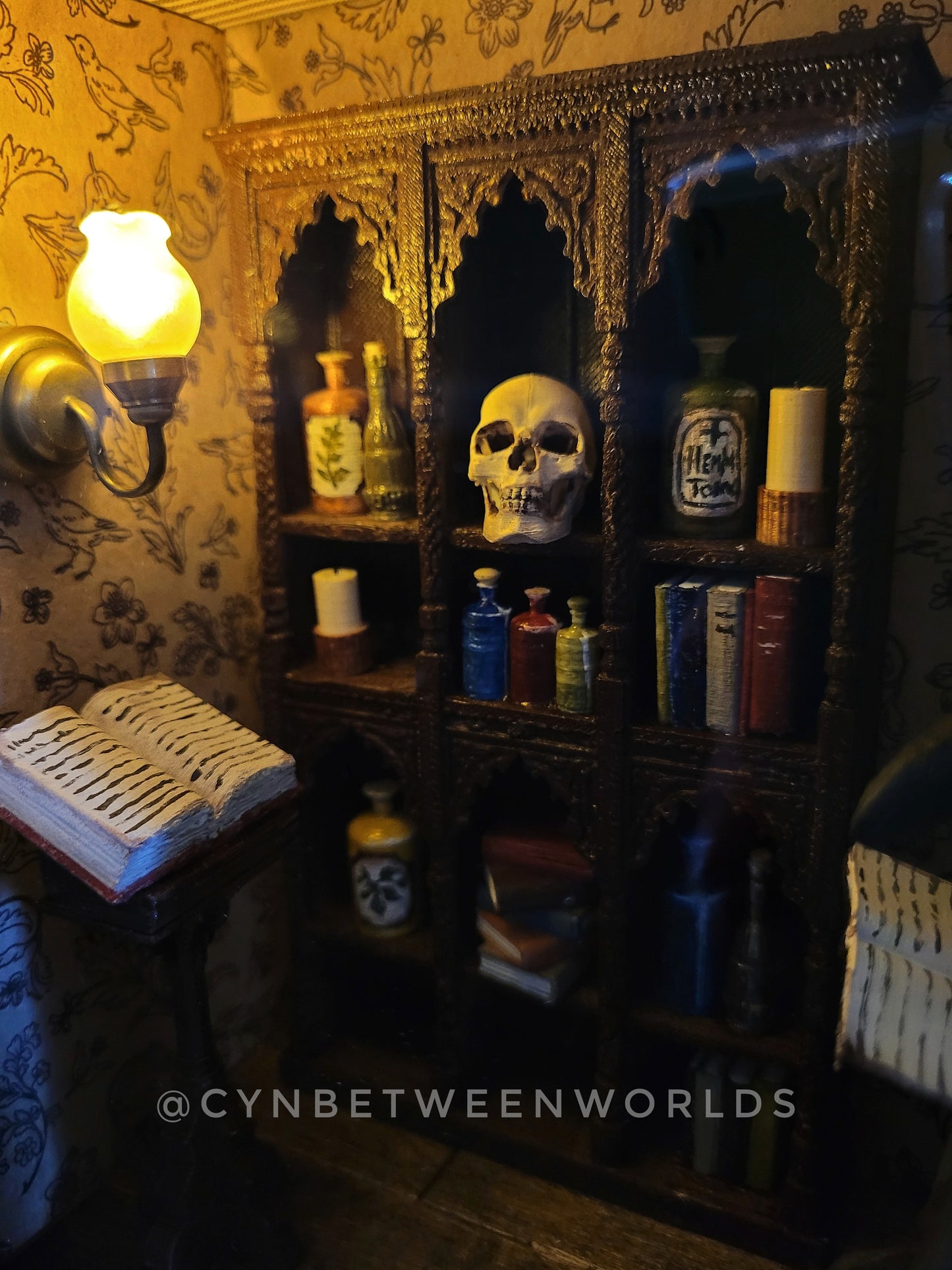 Victorian Apothecary Shadow Box – Illuminated Plague Doctor Miniature Diorama