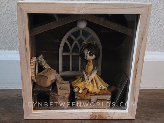 The Attic - An Illuminated Gothic Shadow Box Diorama (10x10)
