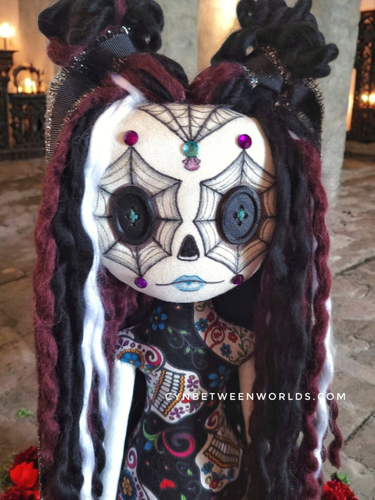 15" Handmade Sugar Skull Doll - Día de los Muertos