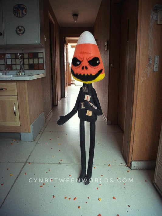 18.5" Candy Corn Man – Creepy Handmade Felt Art Doll